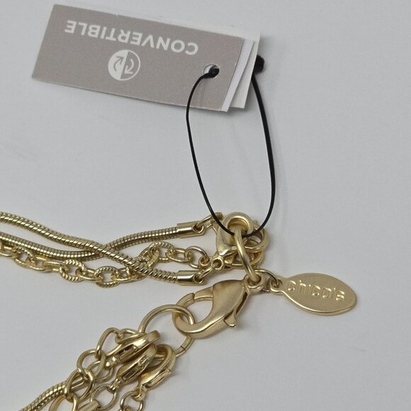 Chico’s Gold Tone Convertible 3 Strand Crystal Ball Layered Statement Necklace - Picture 14 of 15